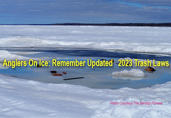 image of trash left on the ice 