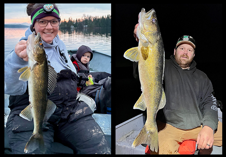 image of Joelle, Ryder and Patrick Everson walleye fishing