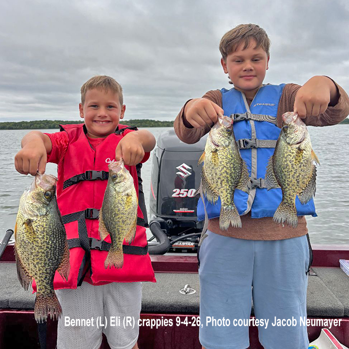 image of Bennet and Eli with nice crappies provided by Jacob Neumayer