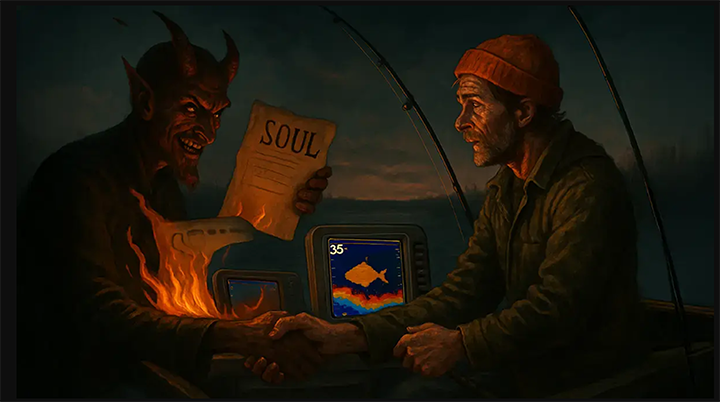 inage links to fishing article about using forward facing sonar