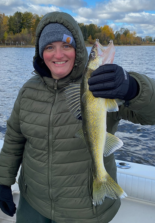 image of Brandi Hohnson with nice size Rainy River walleye